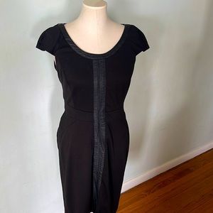Black dress with faux leather accents